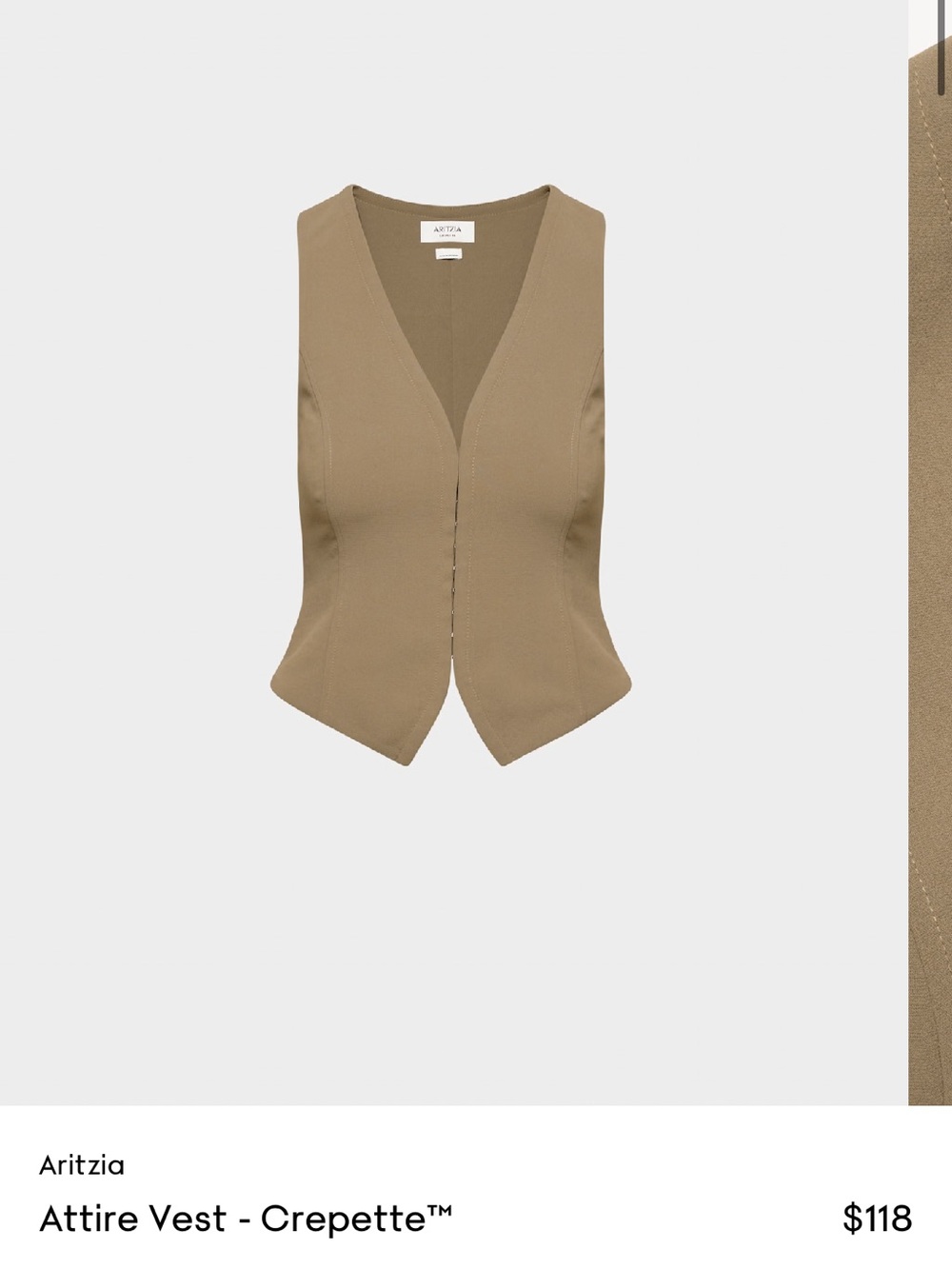 Aritzia Crepette V-Neck Vest in Olive